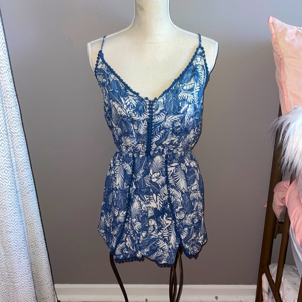 Blue and White Romper